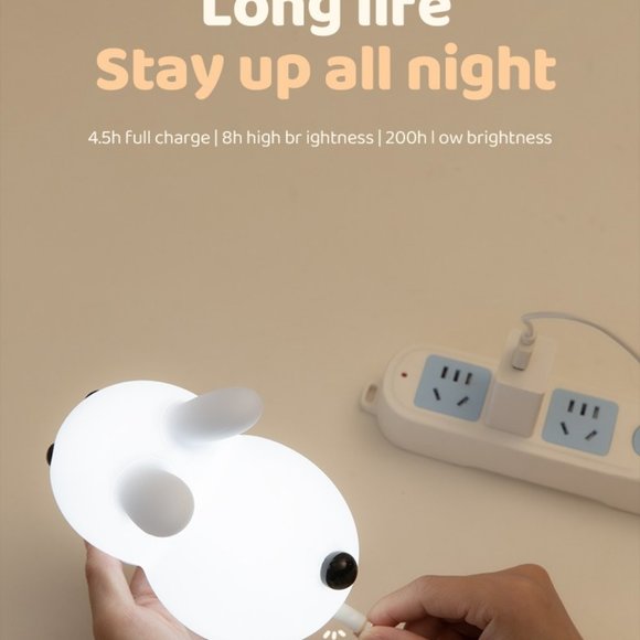 Perfect Gift Jade bunny Sleeping lamp light up silicone animal night light - Picture 6 of 16